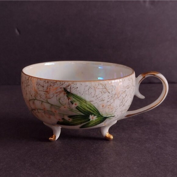 Vintage Relco Japan Porcelain Lily Of The Valley Floral Teacup & Saucer White - Picture 3 of 12